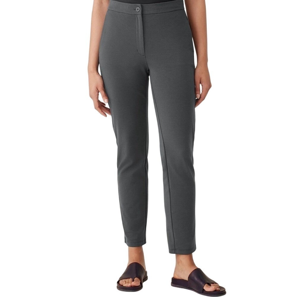 Eileen Fisher M Cotton Blend Ponte Slim Pant Fit Ankle Length Business Casual